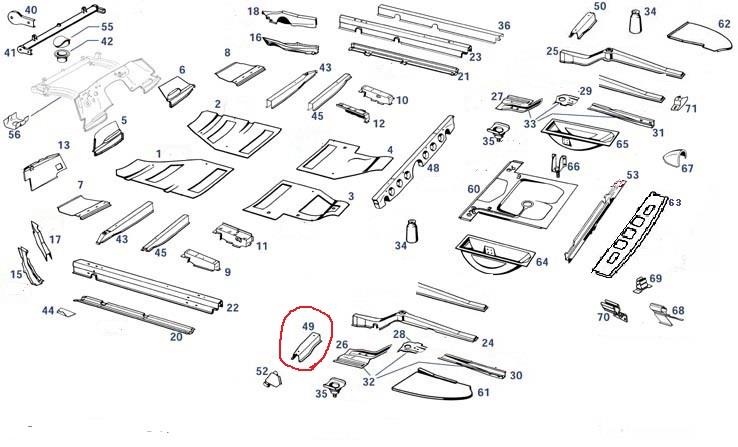 Wagenheberaufnahme hinten links Hilfsrahmen Ponton 190SL Wagenheberaufnahme hinten links Hilfsrahmen Ponton 190SL