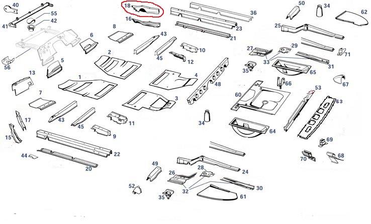 Längsträgerstütze vorn oben rechts Ponton 180/190; 190SL Längsträgerstütze vorn oben rechts Ponton 180/190; 190SL