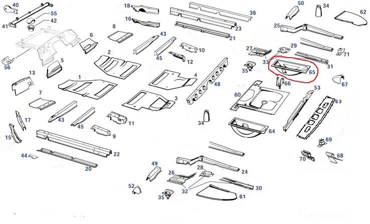 Reserveradmulde rechts 190SL Reserveradmulde rechts 190SL
