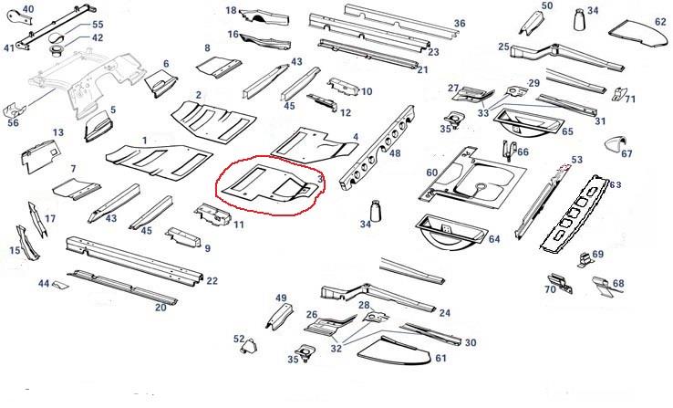 Bodenblech hinten links alle Ponton