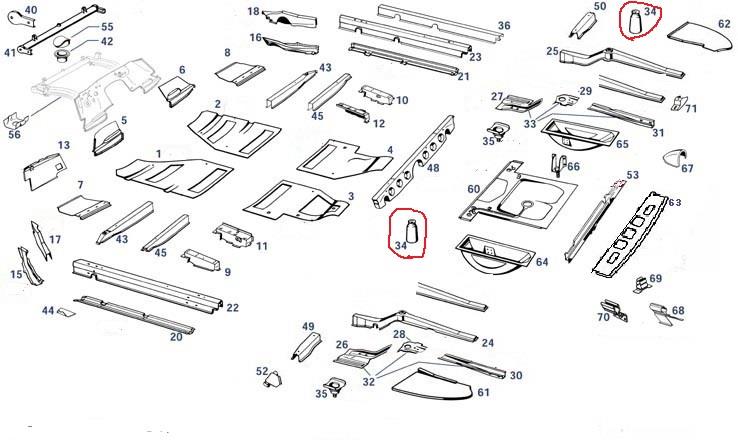Längsträger hinten Topf Stoßdämpferhülse alle Ponton Modelle