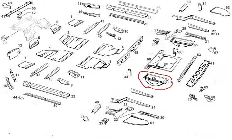 Reserveradmulde links 190SL Reserveradmulde links 190SL