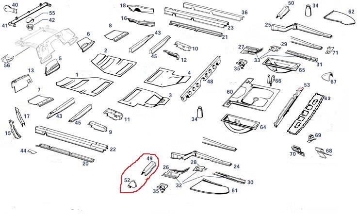 Wagenheberaufnahme hinten links Ponton 180/190, 219, 220