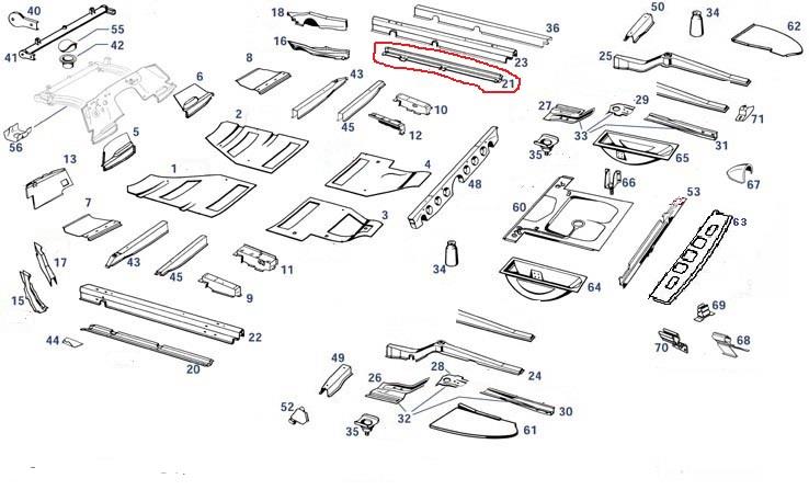 Längsträgerschale unten rechts Ponton 220 Coupé, Cabrio Längsträgerschale unten rechts Ponton 220 Coupé, Cabrio